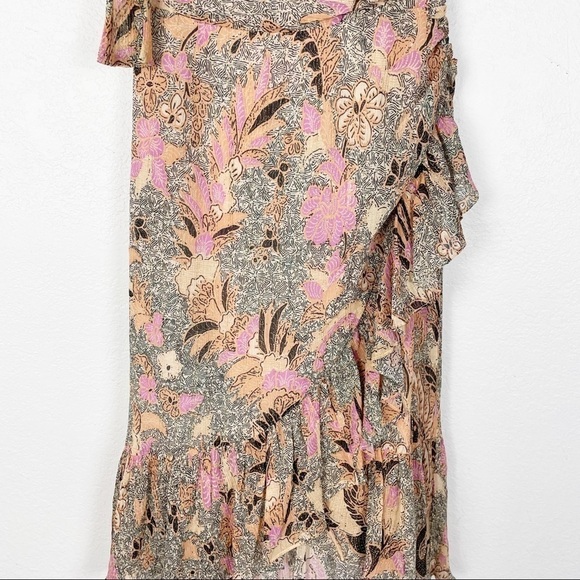 Ulla Johnson Uma Birds of Paradise Midi Silk Cotton Metallic Floral Midi Dress - Picture 4 of 10